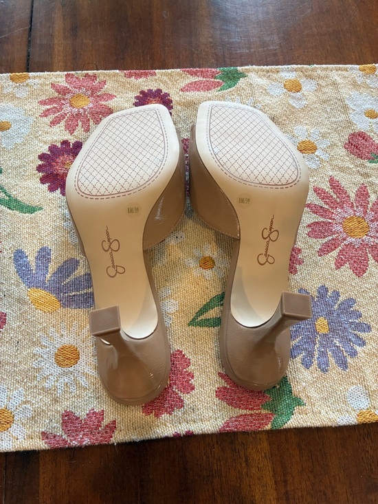 Jessica Simpson Nude Patent Slide Mules - Picture 4 of 4